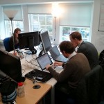 Colleagues Fin and Steve working together