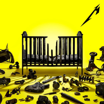 Album cover shows yellow background with burned cot and objects on the floor.